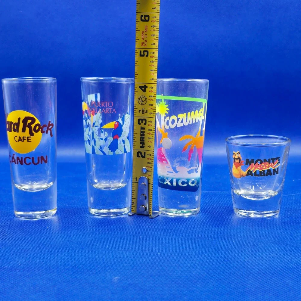 Mexico Souvenir 4 Shot Glasses Hard Rock Cancun Cozumel Puerto Vallarta